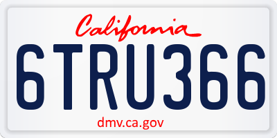 CA license plate 6TRU366