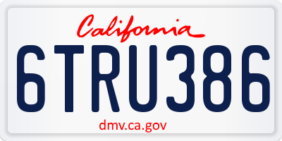 CA license plate 6TRU386