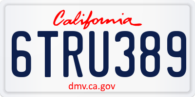 CA license plate 6TRU389