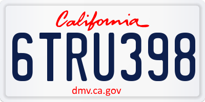 CA license plate 6TRU398