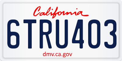 CA license plate 6TRU403