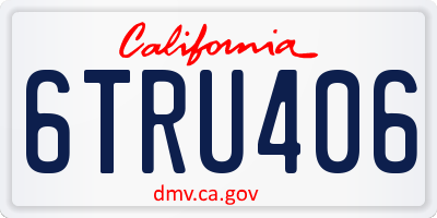 CA license plate 6TRU406