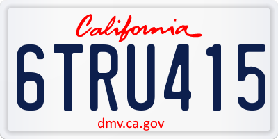 CA license plate 6TRU415