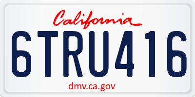 CA license plate 6TRU416