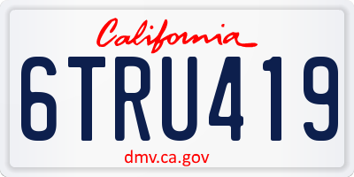 CA license plate 6TRU419