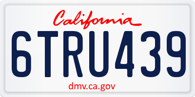 CA license plate 6TRU439