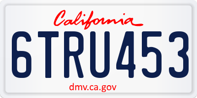 CA license plate 6TRU453