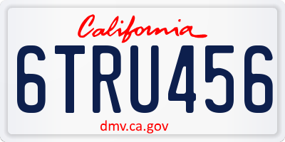 CA license plate 6TRU456