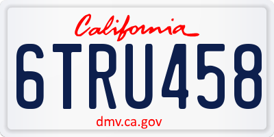 CA license plate 6TRU458