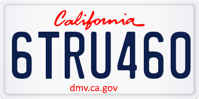 CA license plate 6TRU460