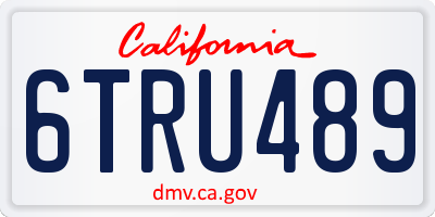 CA license plate 6TRU489