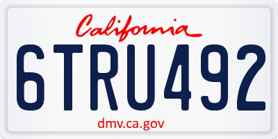 CA license plate 6TRU492