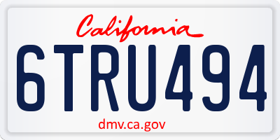 CA license plate 6TRU494