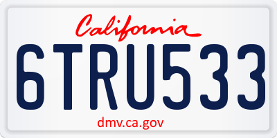CA license plate 6TRU533