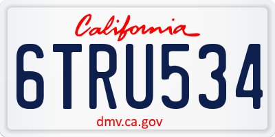 CA license plate 6TRU534