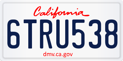 CA license plate 6TRU538