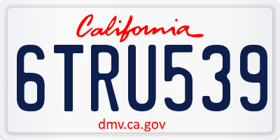 CA license plate 6TRU539