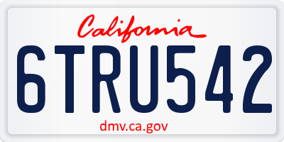 CA license plate 6TRU542