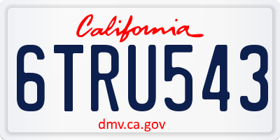 CA license plate 6TRU543