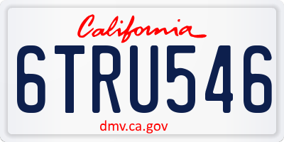CA license plate 6TRU546