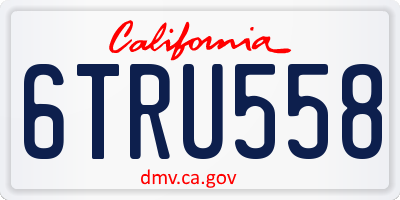 CA license plate 6TRU558