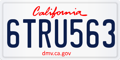 CA license plate 6TRU563