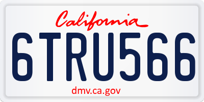 CA license plate 6TRU566