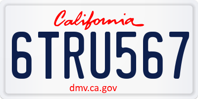 CA license plate 6TRU567