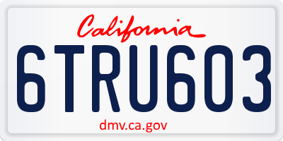 CA license plate 6TRU603