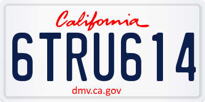 CA license plate 6TRU614