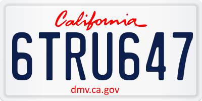CA license plate 6TRU647