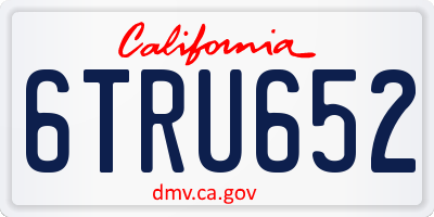 CA license plate 6TRU652
