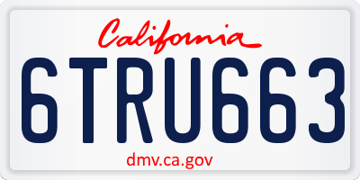 CA license plate 6TRU663