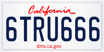 CA license plate 6TRU666