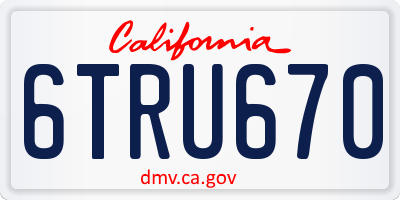 CA license plate 6TRU670