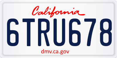 CA license plate 6TRU678