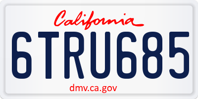 CA license plate 6TRU685