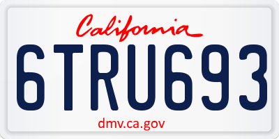 CA license plate 6TRU693