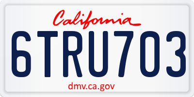 CA license plate 6TRU703