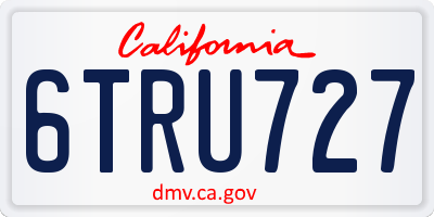 CA license plate 6TRU727