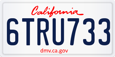 CA license plate 6TRU733