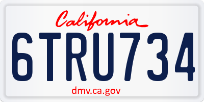 CA license plate 6TRU734