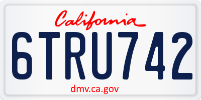 CA license plate 6TRU742