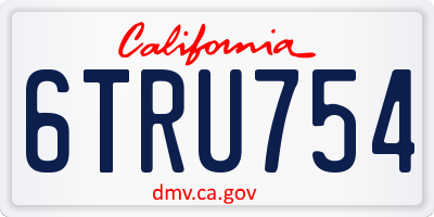 CA license plate 6TRU754