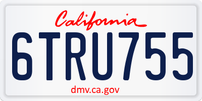 CA license plate 6TRU755
