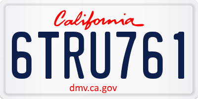 CA license plate 6TRU761