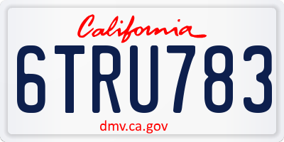 CA license plate 6TRU783