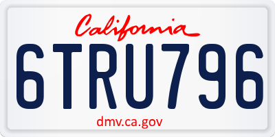 CA license plate 6TRU796
