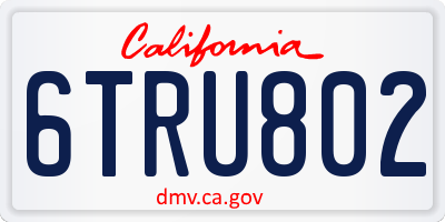 CA license plate 6TRU802