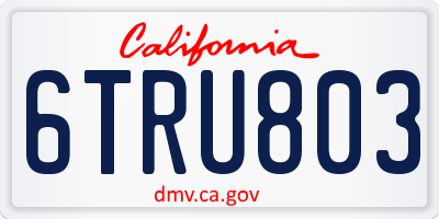CA license plate 6TRU803